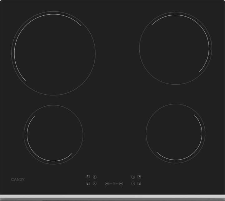 Candy CH64XB Schwarzer Einbau-Keramikherd mit 4 Kochstellen (59 cm, Glaskeramik Kochfeld)