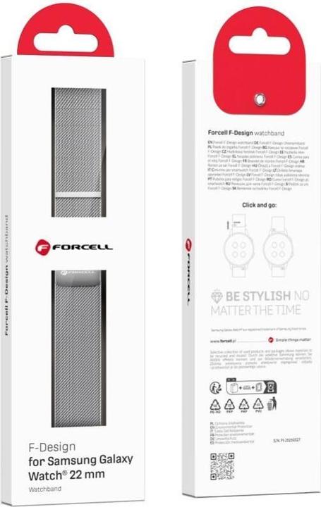 Actual product image Forcell Strap F-DESIGN FS11 magnetic stailess steel strap for SAMSUNG Watch 22 mm silver (22 mm, Stainless steel (braided))