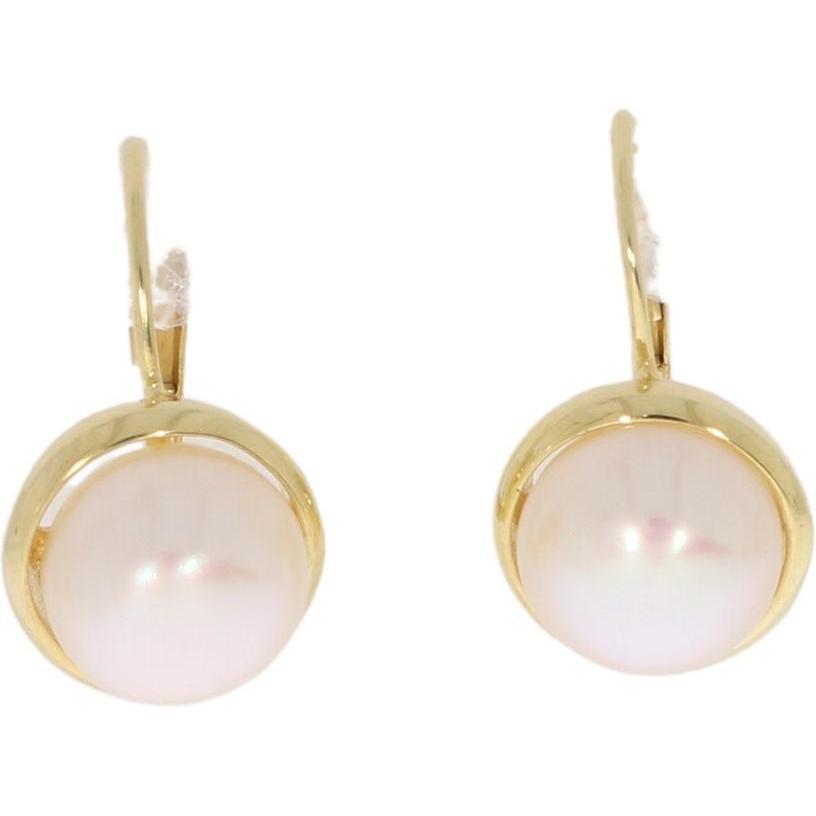 Luxxos, Ohrringe, Ohrboutons mit Süsswasserzuchtperle 8,5 mm 375 Gelbgold, (375 Gelbgold)