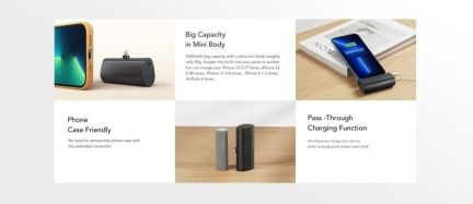 Productafbeelding Veger Plugon Powerbank Lightning - 5'000mAh (5000 mAh, 20 W, 18.50 Wh)