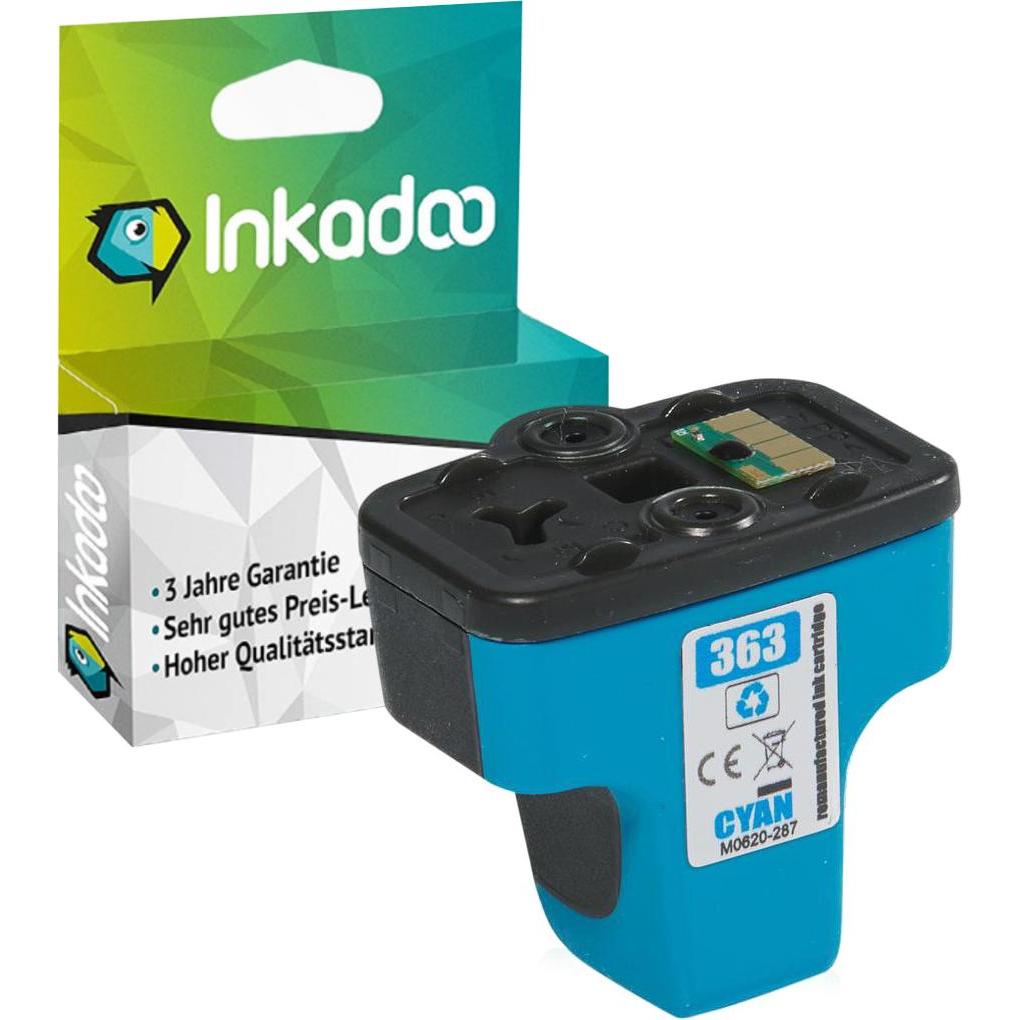 Inkadoo, Druckerpatrone, Druckerpatronen kompatibel zu HP C8771EE / 363 Tintenpatrone, cyan Cyan (C)