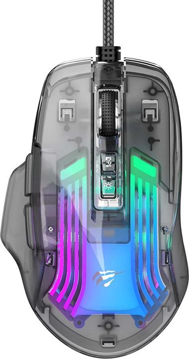 Actual product image Havit MS1011SE wired gaming mouse (transparent/black)