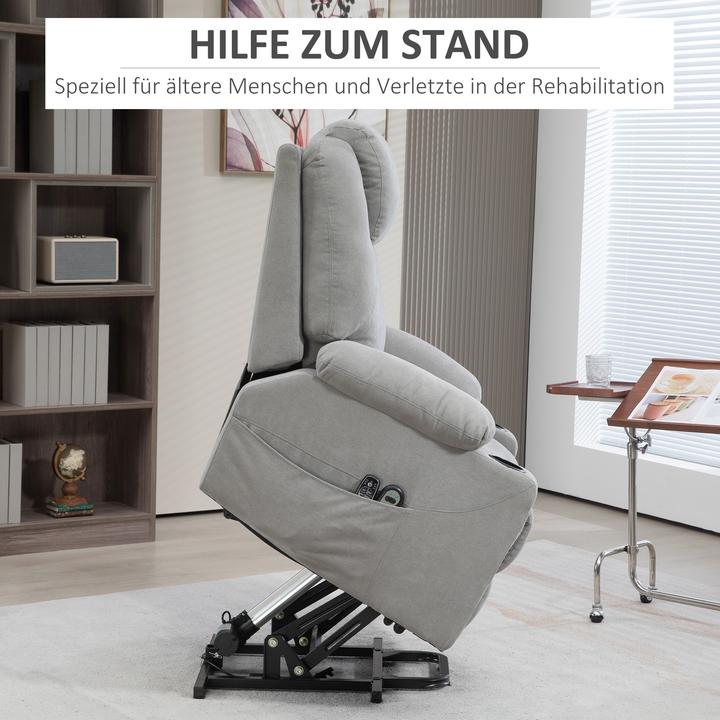 Image du produit Homcom Elektrischer Aufstehsessel Polyester, Metall Hellgrau