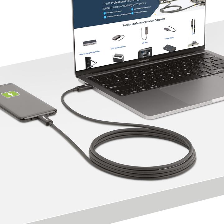Produktbild StarTech com A40G2MB-TB4-CABLE, Mâle, Mâle, 2 m, Noir, Nickel, 40 Gbit/s (2 m, USB 4.0, USB 3.2, 100 W)