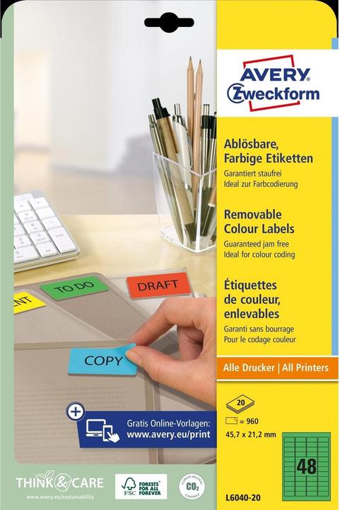 Avery Organisation Etiketten