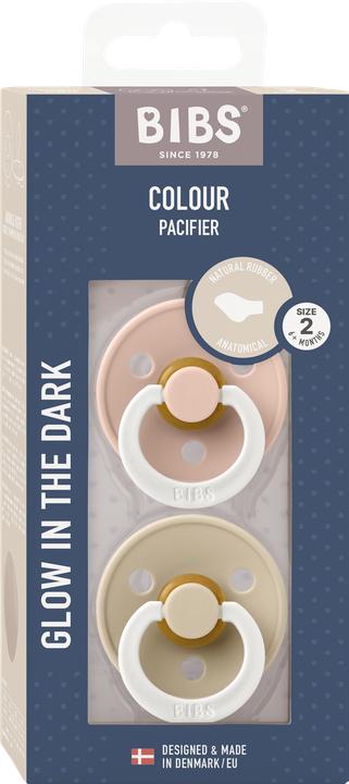 Produktbild Bibs Nuggi Colour 2 PACK Latex Anatomical 6-12m Blush GLOW Vanilla GLOW (2 x, 6 - 12 Monate)