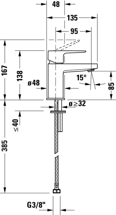 Nährwerte und Zutaten Duravit Manhattan Einhebel-Waschtischmischer S, Ausladung 95 mm, ohne Ablaufgarnitur, MH1010002