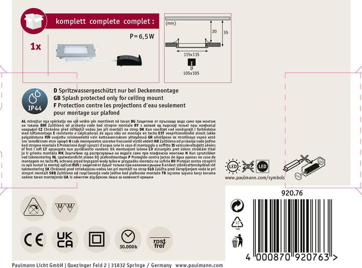 Produktbild Paulmann Einbaupanel Quality Line (390 lm)