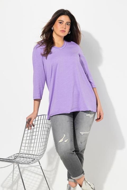 Produktbild Ulla Popken Shirt, Metallic-Nähte, V-Ausschnitt, 3/4-Arm (46, 48)
