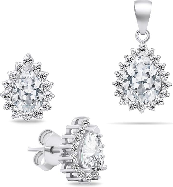 Actual product image Brilio Silver - Charming silver jewelry set with zircons SET226W (earrings. pendant)
