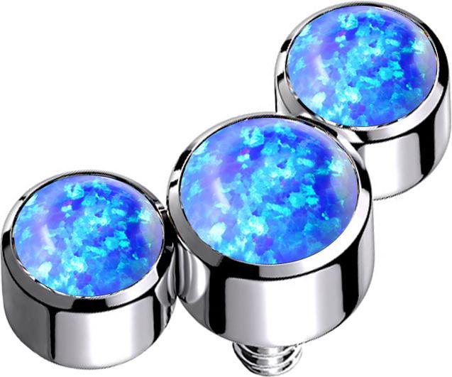 Actual product image Star Piercing Dermal Anchor silver three opals blue (without brass, Titanium)