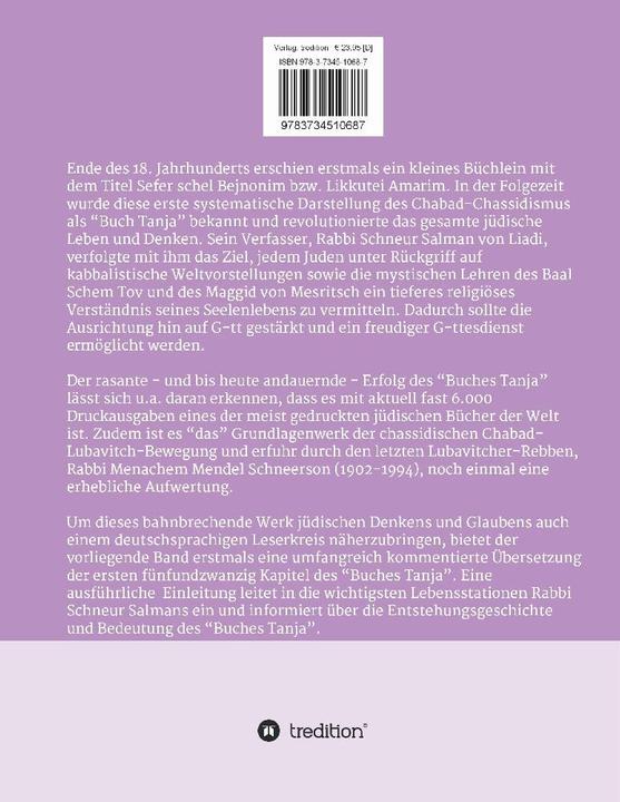 Produktbild Schneur Salman von Liadi: Das Buch Tanja (Deutsch, Dirk U. Rottzoll, Schneur Salman von Liadi, 2016)