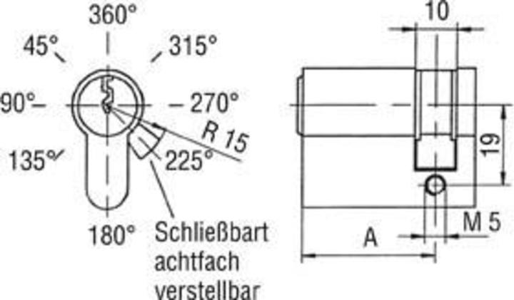 Actual product image BKS Profile half cylinder 8900 40/10 mm Number of keys: 3 different keyings (Profile cylinder)
