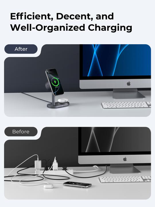 Produktbild Aukey MagFusion 2-in-1 Wireless Charger (50 W)