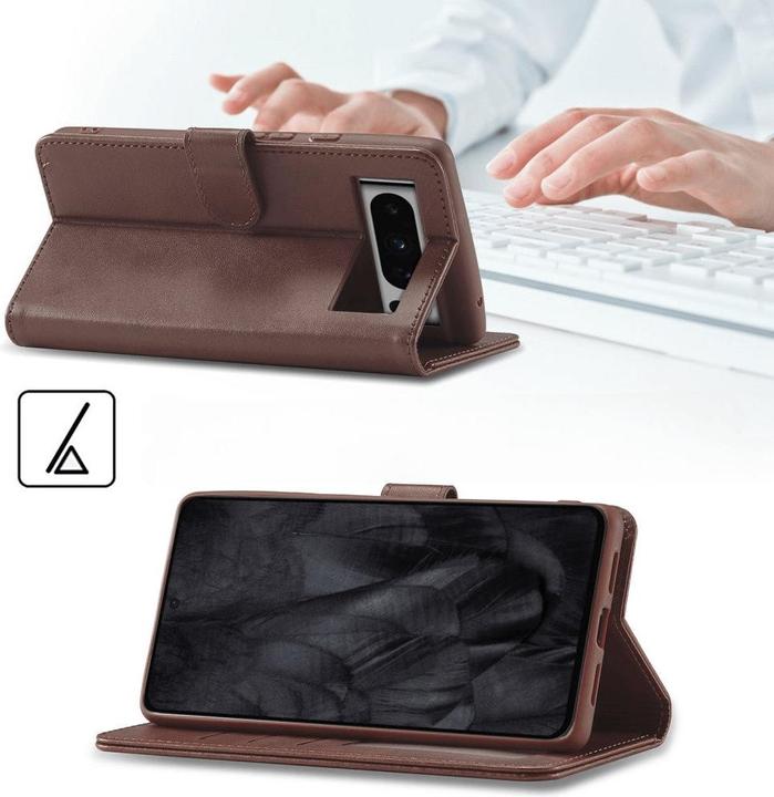 Produktbild LC.Imeeke Google Pixel 8 Pro - Leder Etui Hülle dunkelbraun (Google Pixel 8 Pro)