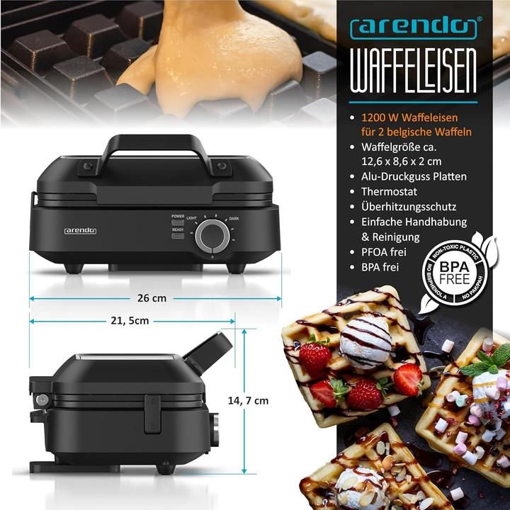 Produktbild Arendo Doppel-Waffeleisen für belgische Waffeln