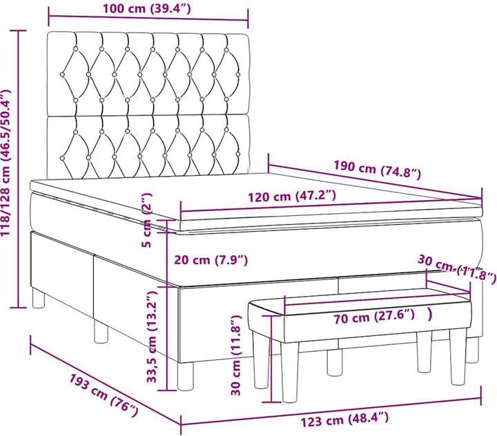 Produktbild vidaXL Boxspringbett (120 x 190 cm)