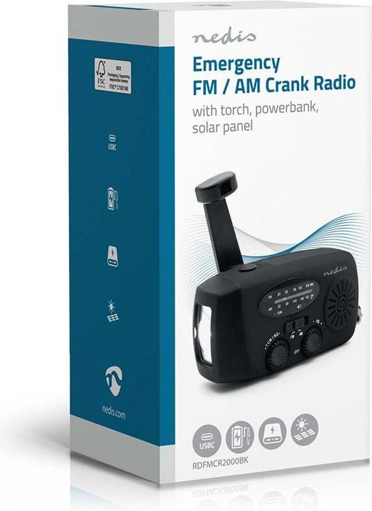 Produktbild Nedis Notfallradio | Tisch Ausführumg | AM / FM | Powerbank Funktion | Akkubetrieben / Handkurbel / (AM, FM)