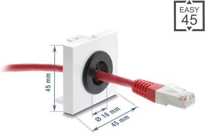 Immagine prodotto Delock Easy 45 Kabeldurchführung rund Ø 16 mm weiss / schwarz (Foro cavo, 4.50 cm)