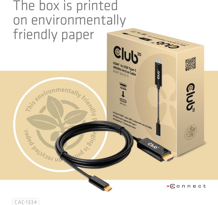Produktbild Club 3D HDMI (Typ A) — USB Typ C (1.80 m, HDMI, USB Typ C, 2.0)