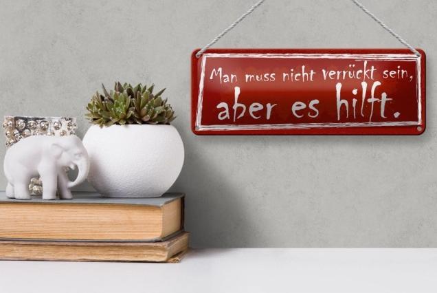 Immagine prodotto Femer Cartello di latta 27x10cm Non devi essere pazzo, ma aiuta (27 x 10 cm)