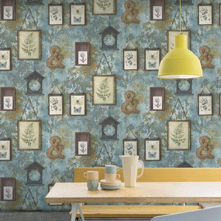 Actual product image GrandDeco Tempera Frames Concrete Effect Textured Wallpaper (1000 x 53 cm)