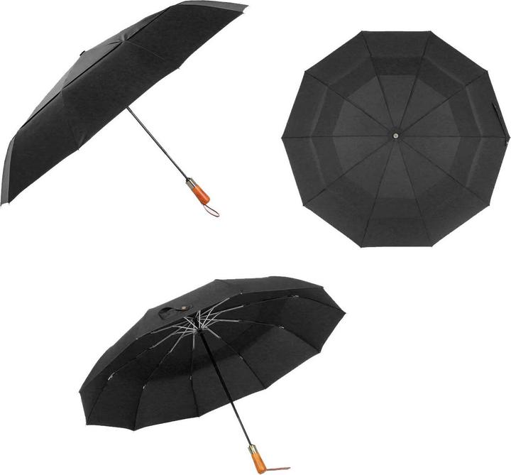 Produktbild JTI Regenschirm, kompakt - 115 cm - Schwarz