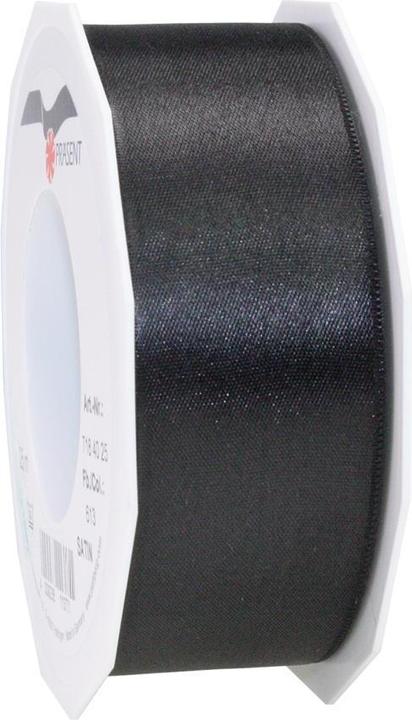 Immagine prodotto Präsent Nastro regalo in raso 40mmx25m nero, nastro in raso avvolto (Nastro da regalo)