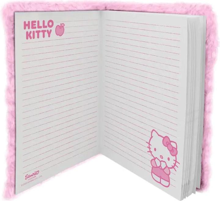 Produktbild Kids Euroswan Hello Kitty Girls 3D Geheimes Tagebuch mit Schloss A5 liniertes Plüsch Notizbuch für die Schule (A5, Liniert, Weicher Einband)