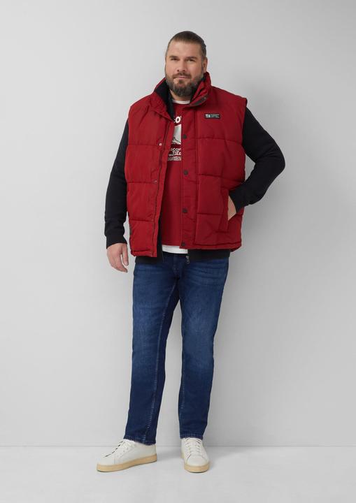 Produktbild s.Oliver Strickjacke Baumwoll-Strickjacke mit Stehkragen und Logo-Patch (4XL)
