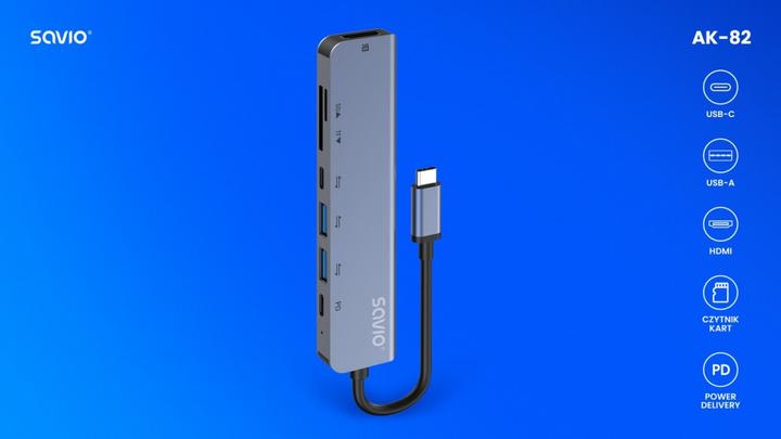 Actual product image Savio AK-82 (USB-C, 7 ports)