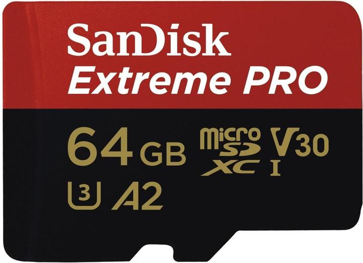 Image du produit SANDISK Extreme Pro microSD A2 (64 Go, microSDXC, U3, UHS-I)