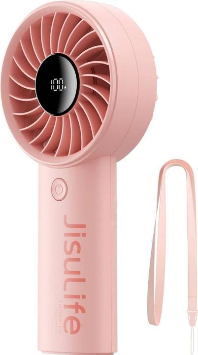 Jisulife Mini wentylator Handheld Fan Life4 3600mAh przenośny wiatraczek USB - różowy