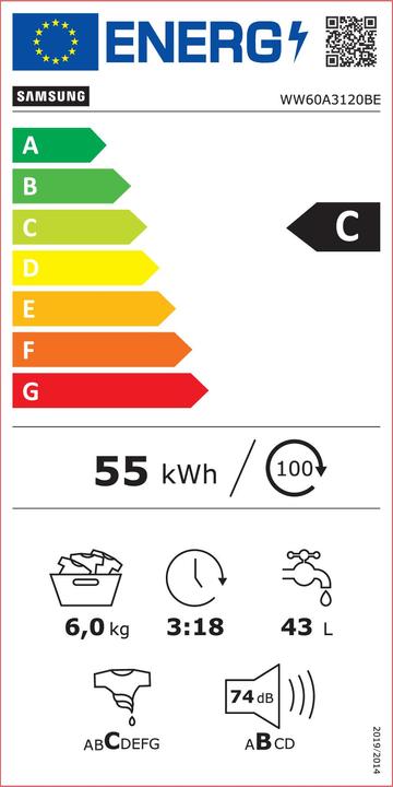 Energie-Label Samsung WW60A3120BE/LE (6 kg, Links)