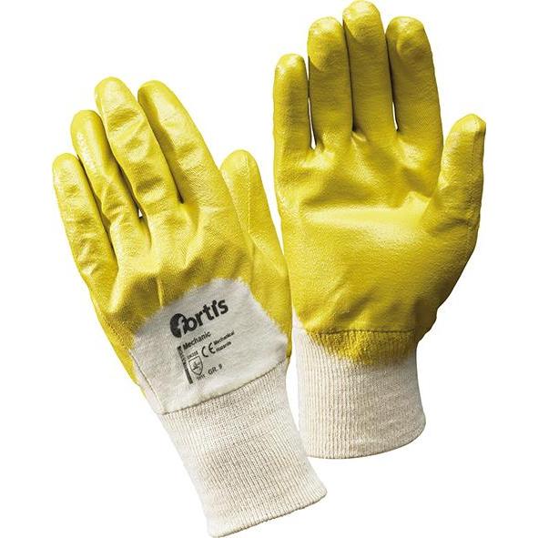 Fortis, Schutzhandschuhe, Nitrilhandschuh Mechanic, EN 388, GrÃ¶ÃŸe 7, gelb (7)