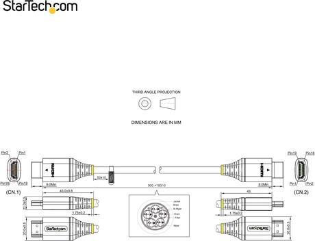Actual product image StarTech com 20in (0.5m) Premium Certified HDMI 2.0 Cable - High-Speed Ultra HD 4K 60Hz HDMI Cabl... (0.50 m)