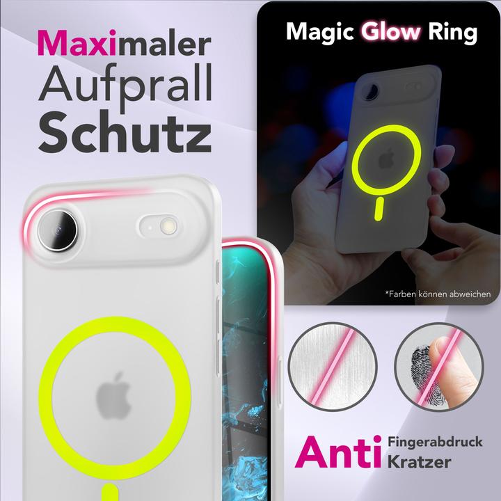 Produktbild Nalia MagSafe Cover "Thinix Glow" - 0,3mm Extrem Dünn, Leuchtender Magnet Ring - Ultra-Slim Hard Case (Apple iPhone 17 Pro)