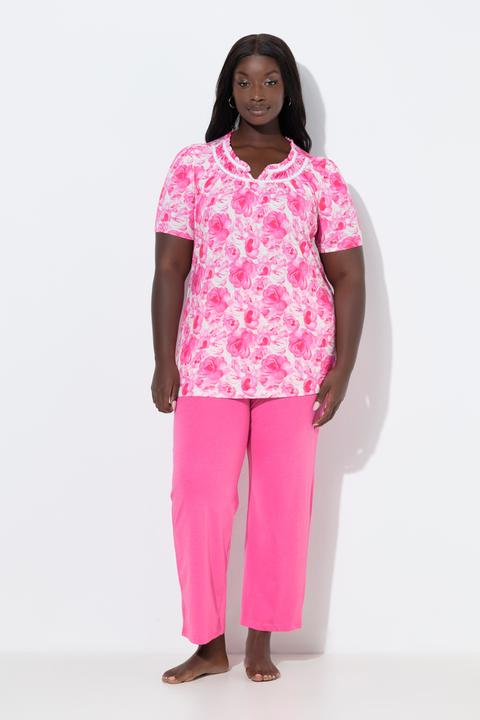 Produktbild Ulla Popken Pyjama, Rosen, Spitze, Rundhals, Halbarm (58, 60)
