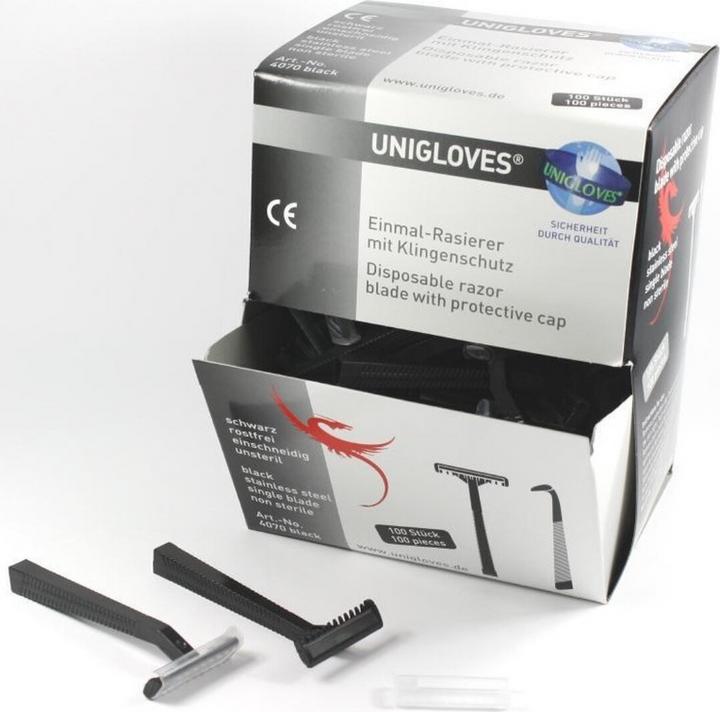 Produktbild Unigloves Einmalrasierer einschneidig schwarz (100 Stk)
