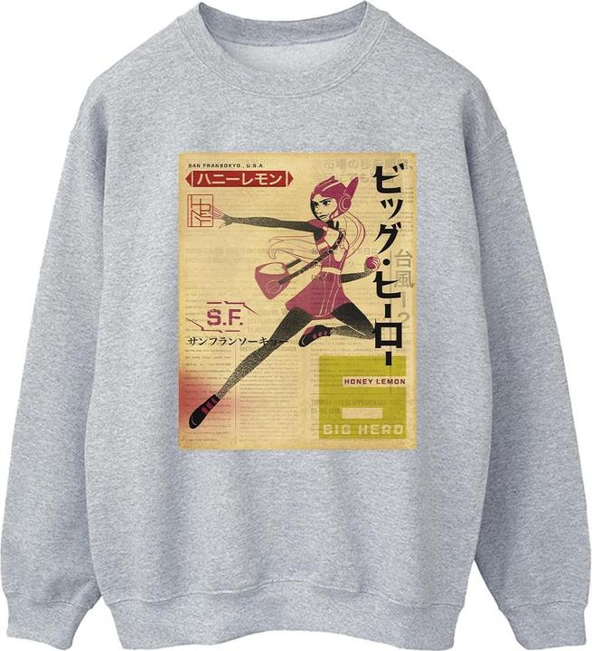 Actual product image Disney Womens/Ladies Big Hero 6 Baymax Honey Lemon Newspaper Sweatshirt (XL)