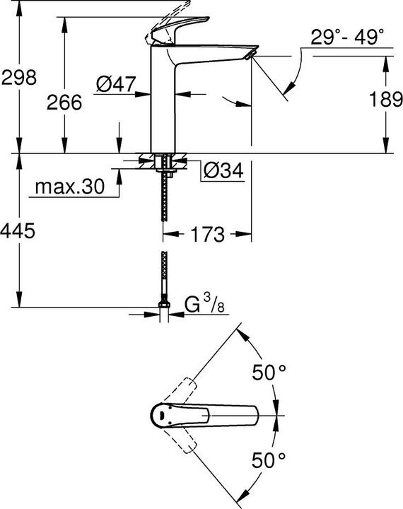 Actual product image Grohe EH-WTbatt EUROSMART 1/2inch, XL-Size chrome