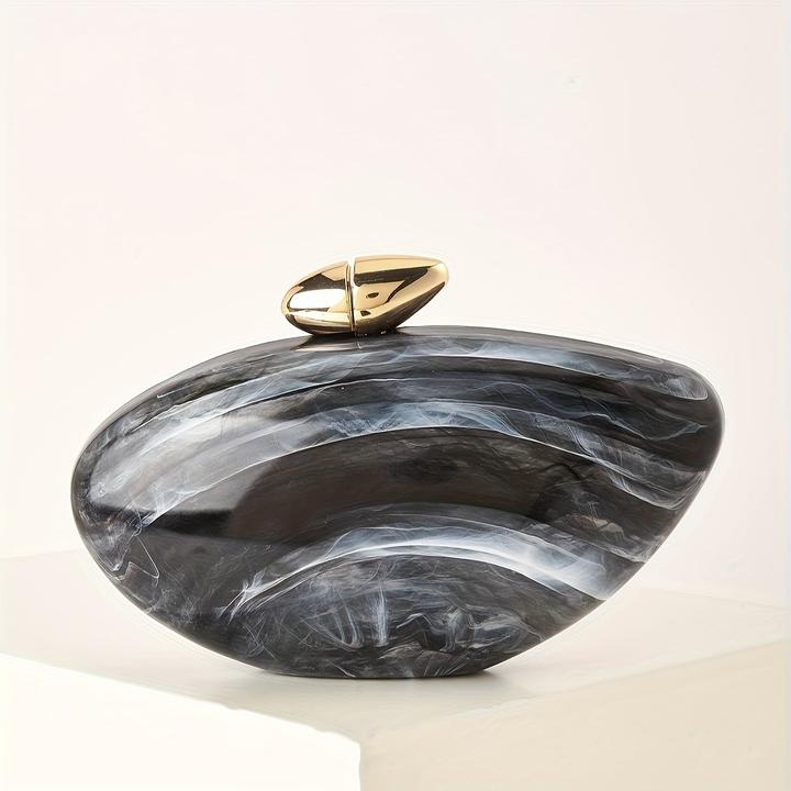 Actual product image Only-Bags.Store Elegant marble bag with magnetic fastening and detachable chain - vintage-inspired evening bag
