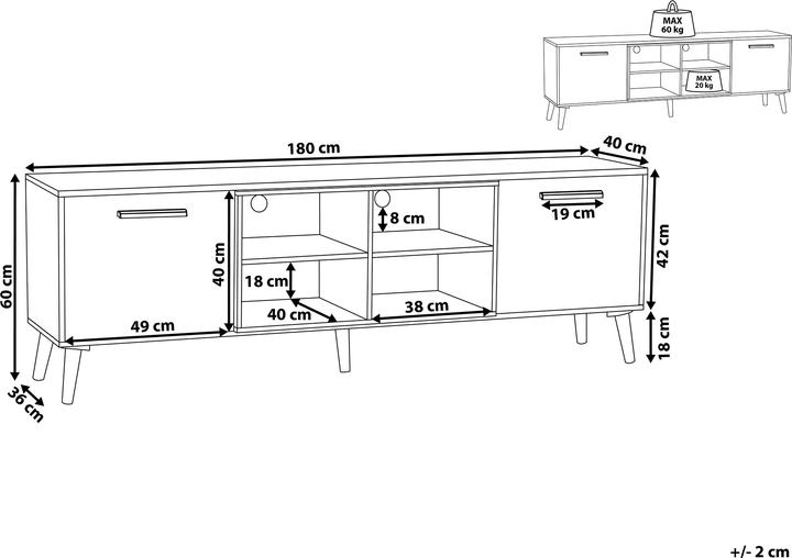 Produktbild Beliani Alloa (180 x 40 x 60 cm)