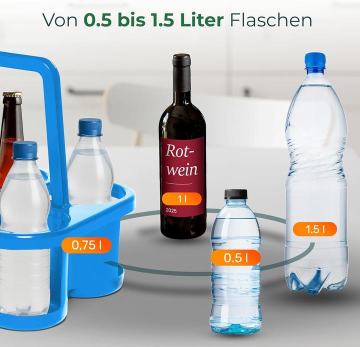 Immagine prodotto Novaliv 4X Flaschenträger für 24 Flaschen - Stabiler Halt - Getränkekorb Kunststoff, Stapelbar, 32x2