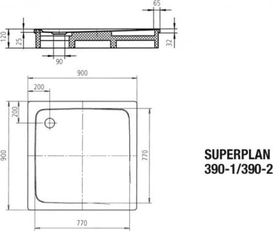 Produktbild Kaldewei Superplan 390-1 90x90cm