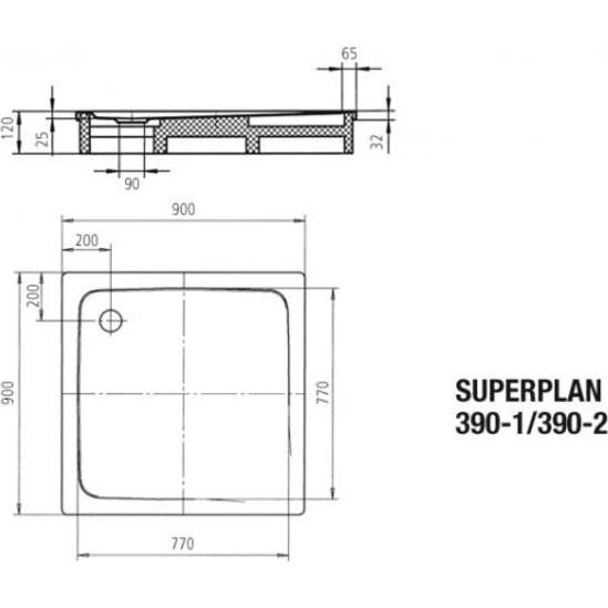 Thumbnail - Kaldewei, Duschwanne, Superplan 390-2 90x90cm mit Styroporträger