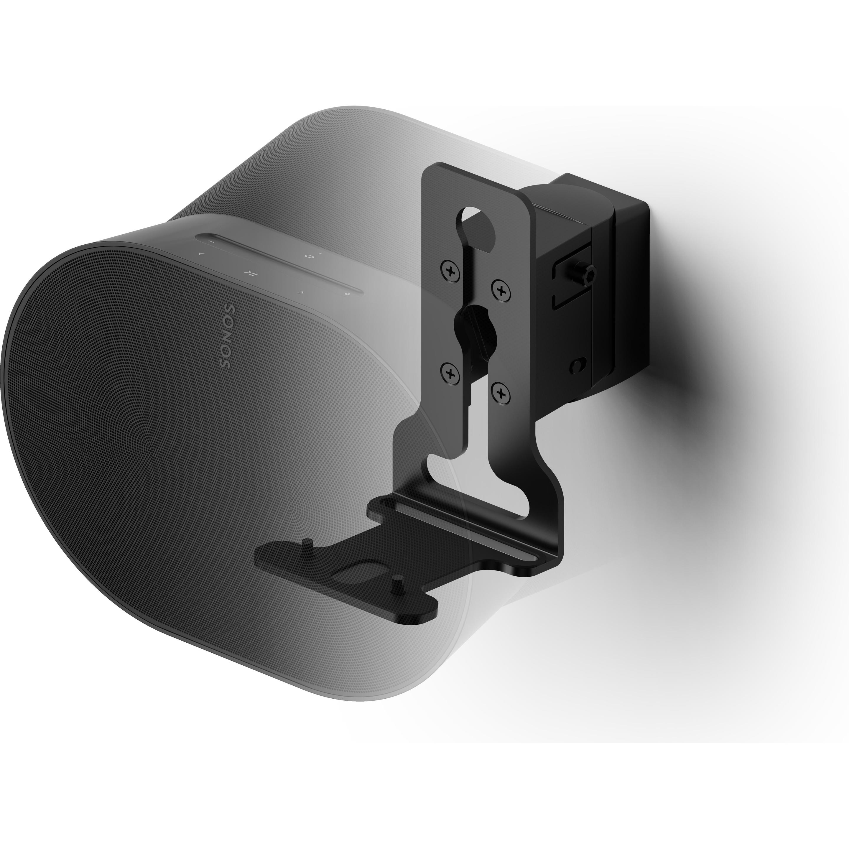 Flexson Supporto a parete SONOS ERA 300 nero (1 pz., Installazione a parete, Perno di rotazione, Inclinabile), Stativo + Montaggio a muro per altoparl