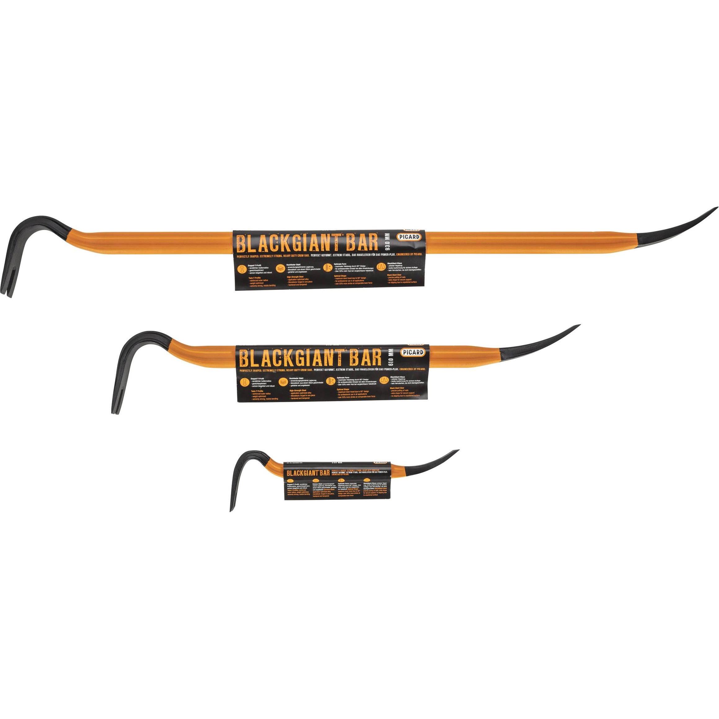 Picard, Beitel + Handhobel, Nageleisen BlackGiant Bar Set mit 300, 610, 930, 5,7kg (1 mm)