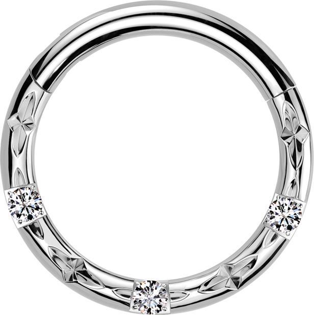 Image du produit Star Piercing Micro anneau segment pliable argent facette trois cristaux argent (sans laiton, Titane)