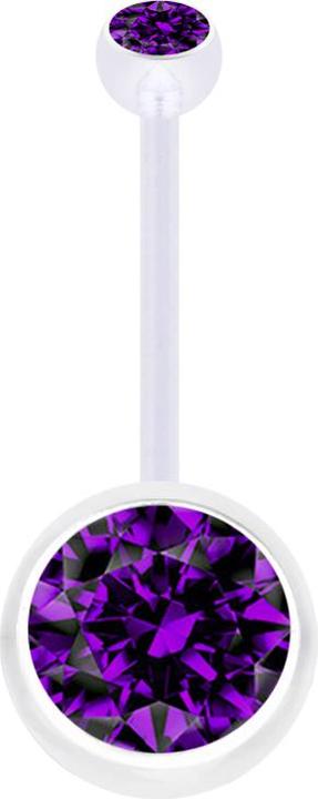 Immagine prodotto Star Piercing Banane Schwangerschaft transparent mit zwei Kugeln Kristall gross violett (senza ottone, Materiale sintetico)